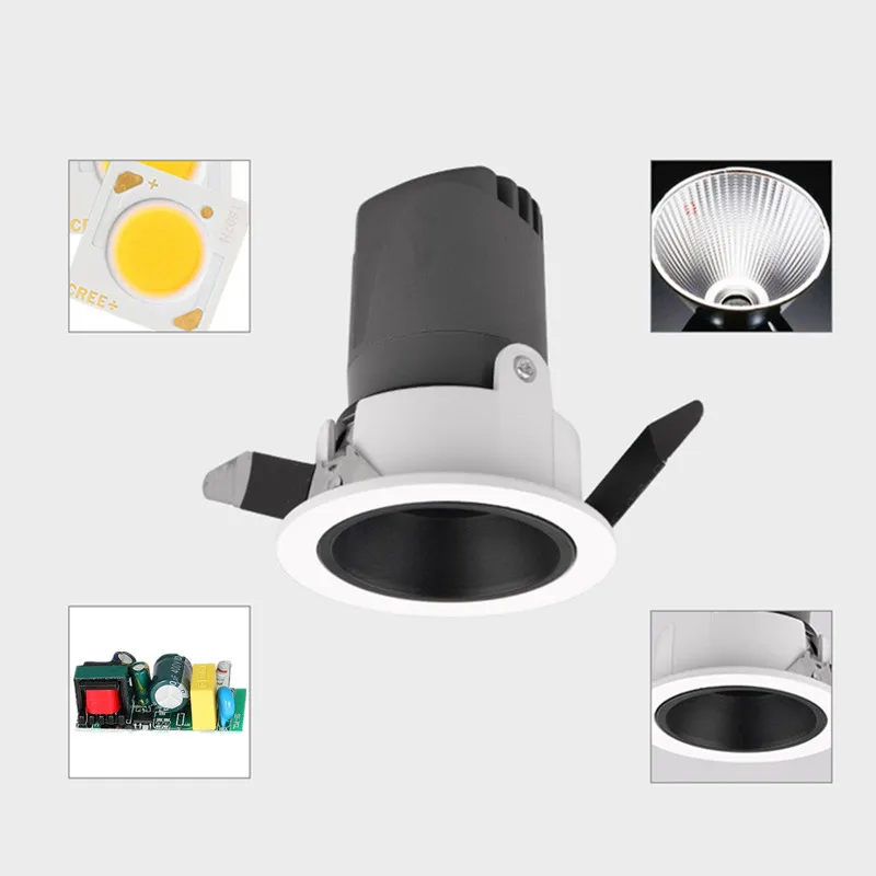 عكس الضوء جزءا لا يتجزأ من المضادة للوهج Led COB السقف راحة النازل 10 واط 15 واط 20 واط داخلي وحدة إضاءة LED جداريّة غسل ضوء فندق فيلا الإضاءة #2