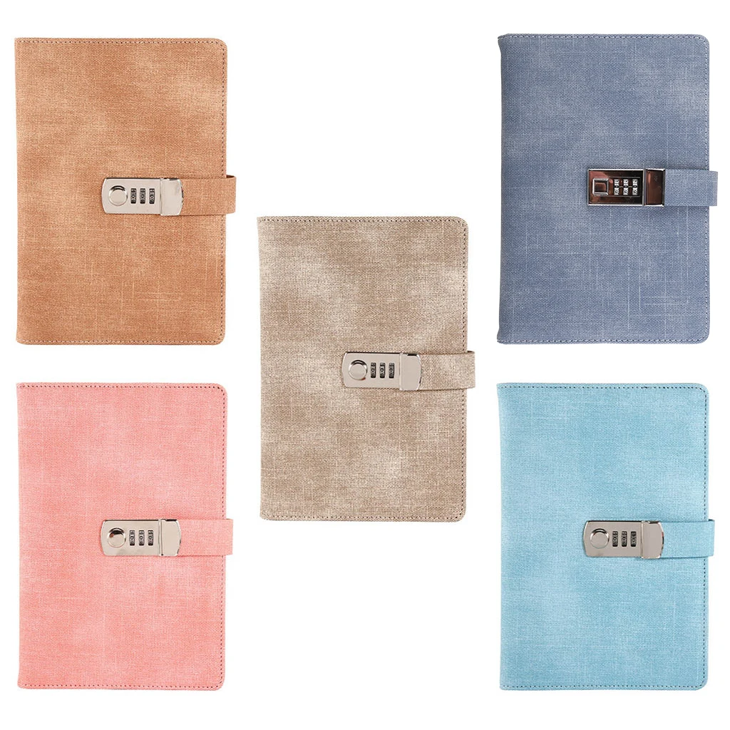 A5 Sổ Tay Có Mật Khẩu Khóa Da Chương Trình Nghị Sự Nhật Ký Tuần Kế Hoạch Notepad Trường