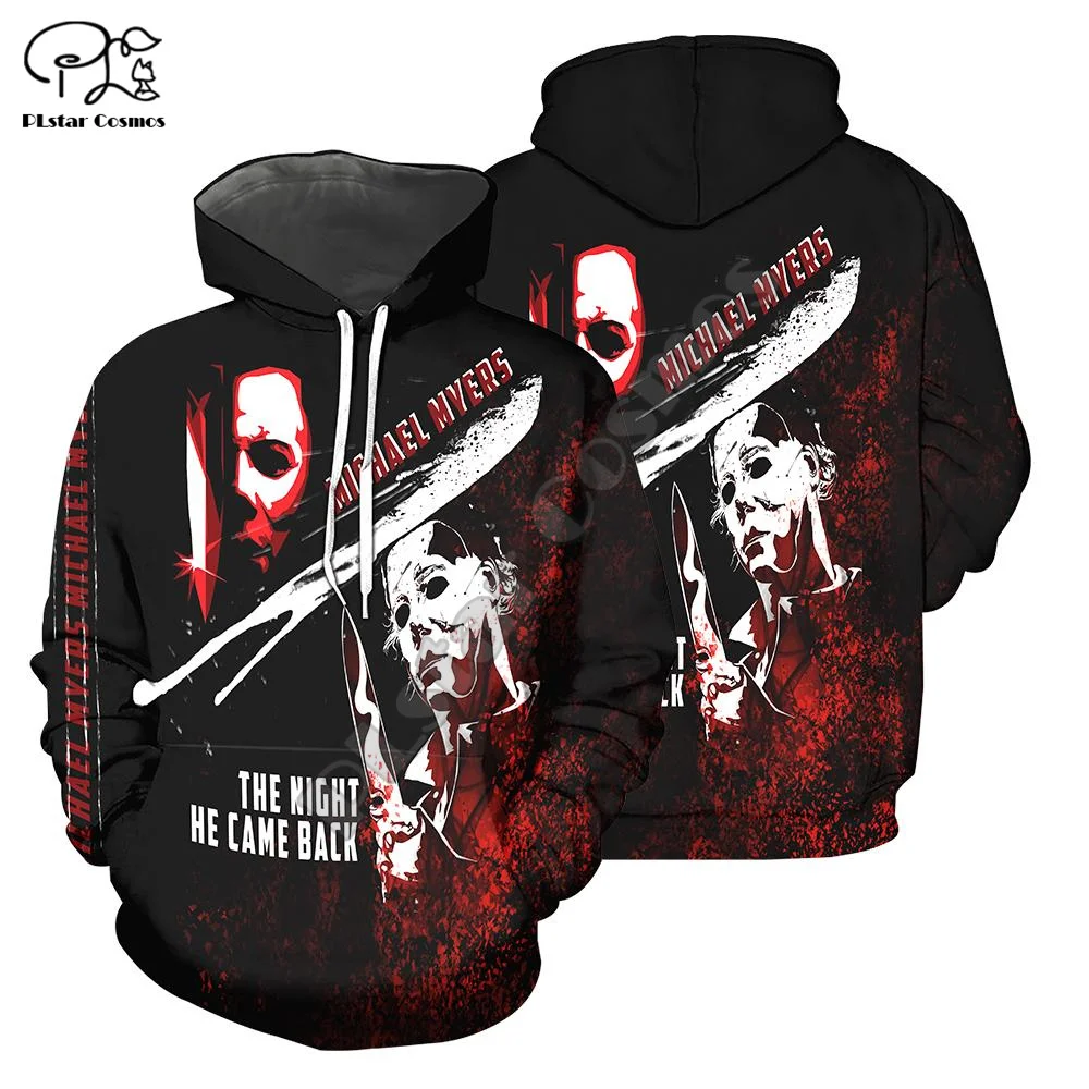 PLstar Cosmos-Sudadera con capucha para hombre y mujer, ropa de calle con estampado colorido de Terror, Michael Myers, película de Halloween, Harajuku, A8