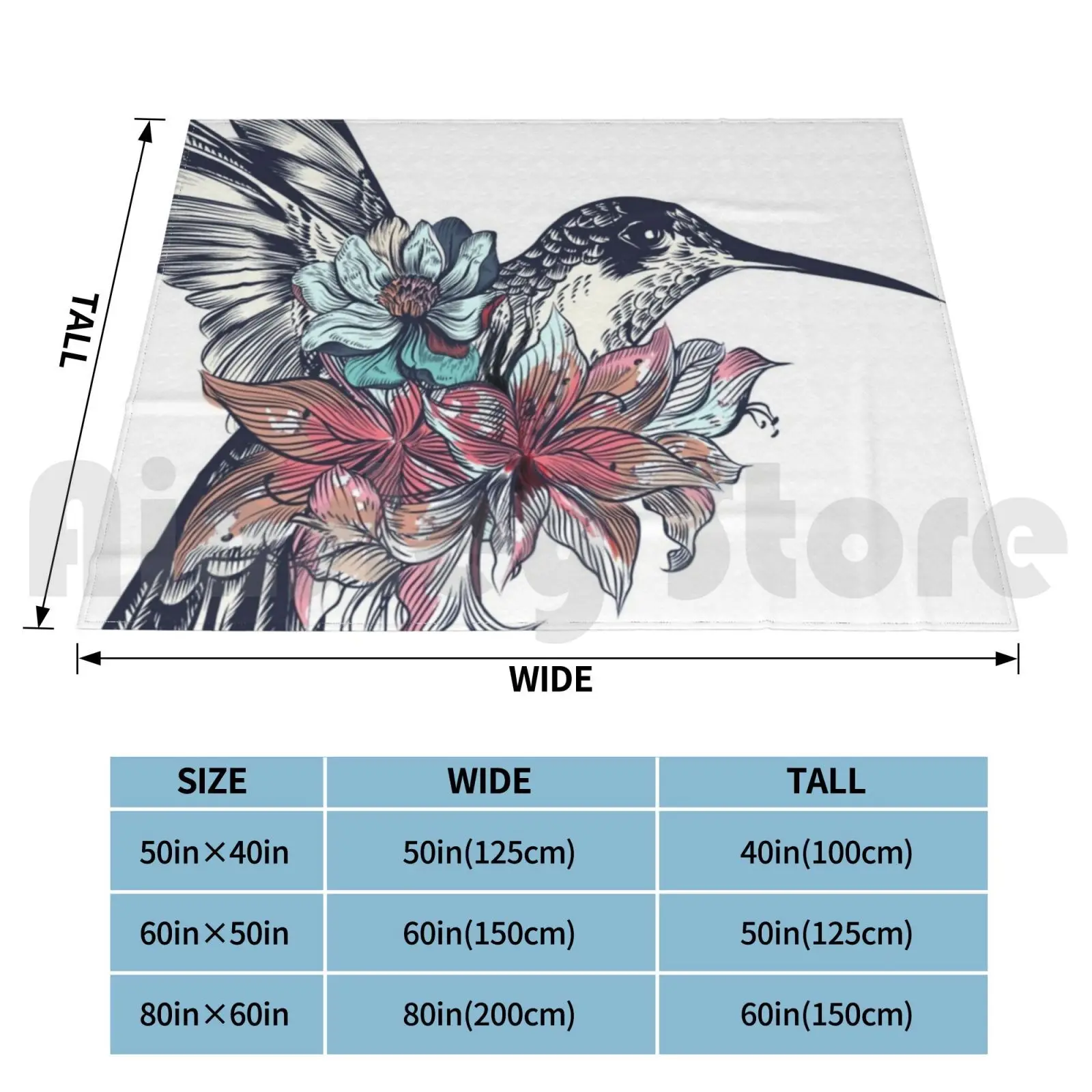 Hummingbird Colibri Retro Vintage Animal Bird Design Blanket For Sofa Bed Travel Ummingbird Retro Vintage Bird