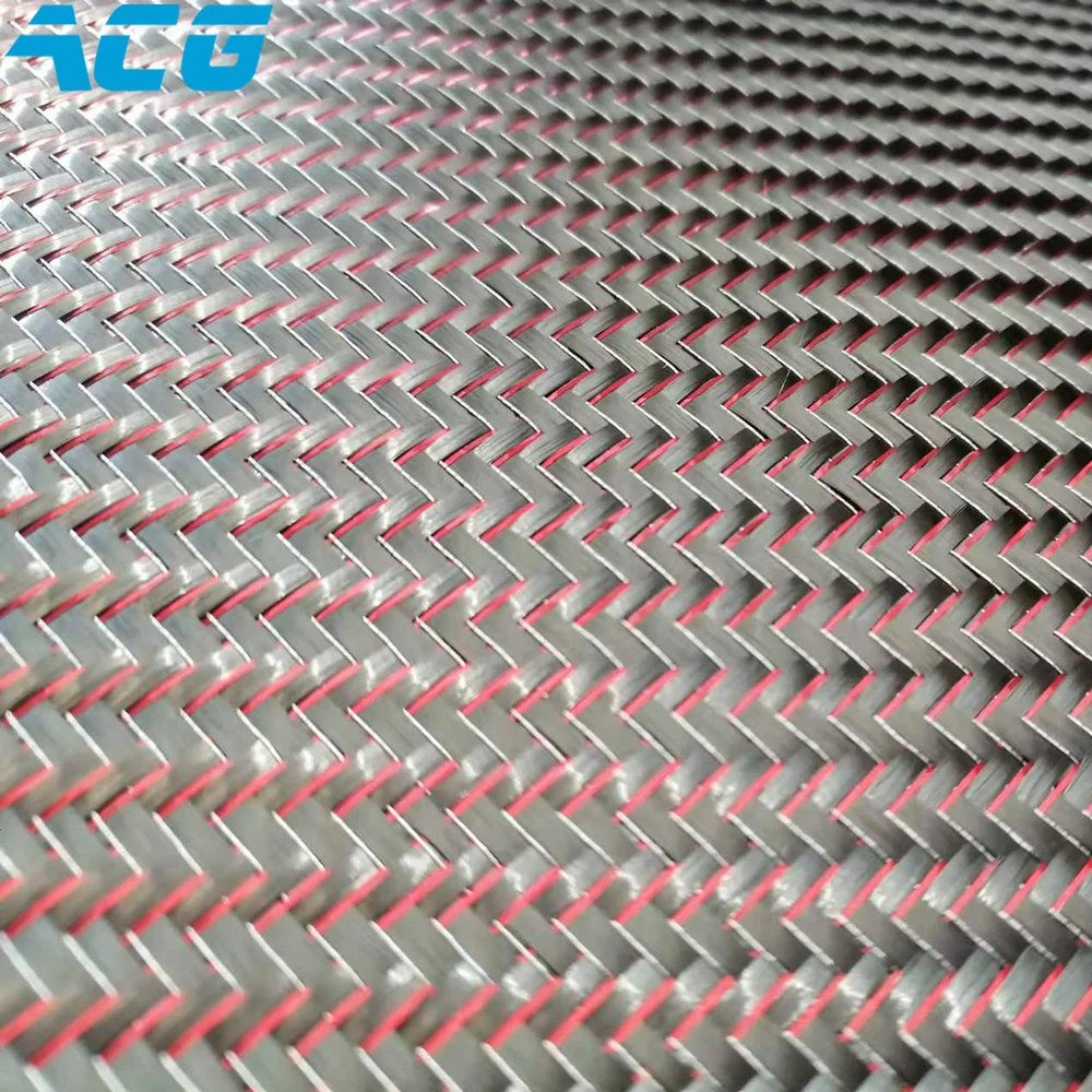 Metallic Carbon Fiber Fabric Red Reflective Carbon Fibre Cloth