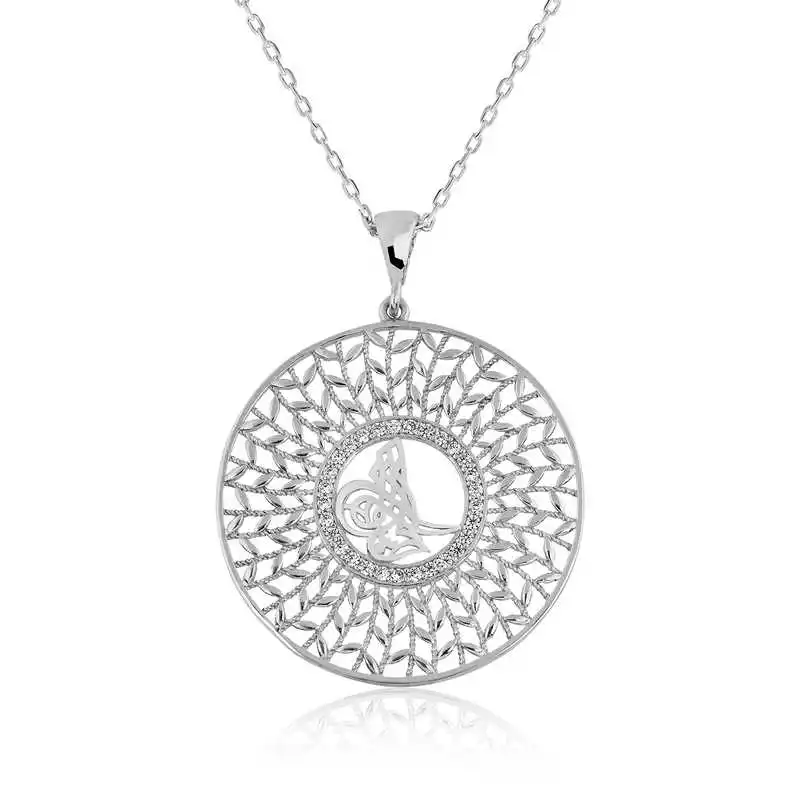 Silver Tugra Women's Necklace 925 Sterling Women Fine Jewelry Wedding Party Birthday Gift - Jeweled - Box - Pendant - Chain Choker - Female - Ladies - Fashion