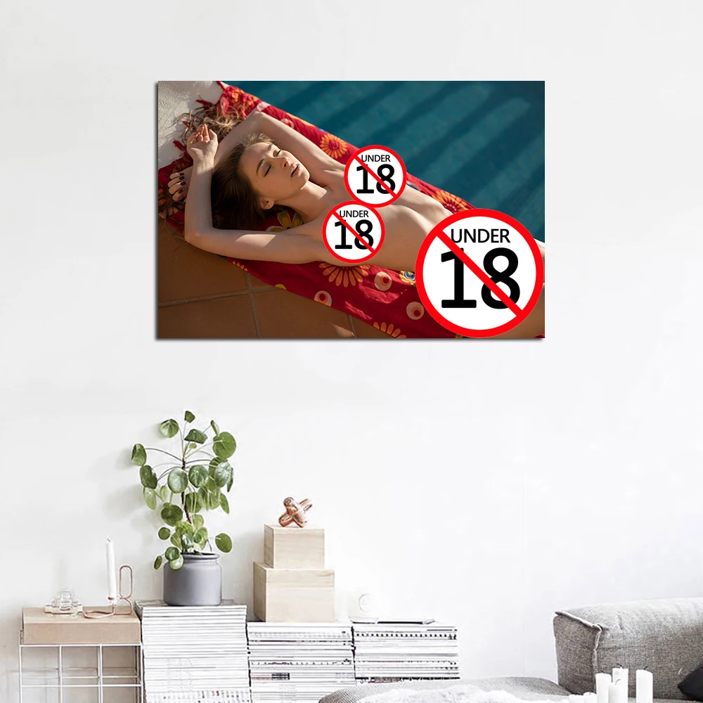 Sexy Girl Sunbathing Hot Body Poster Wall Art Pictures for Living Room Decor Unframed Canvas Painting