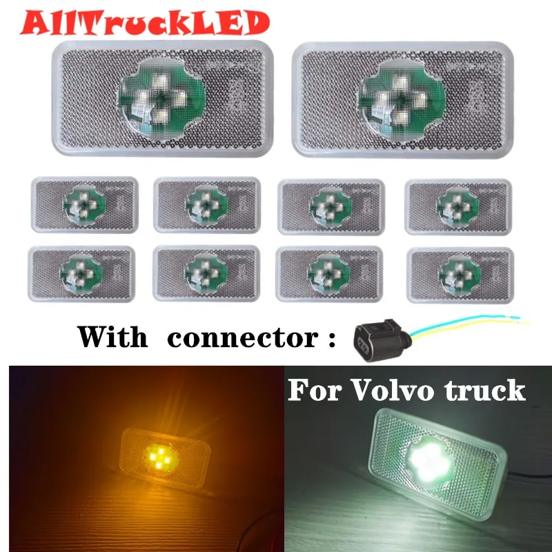 10X Amber White  E2 Led Reflector Side marker for volvo Trailer  Light  Emark for Volvo truck spare parts OE 20789440 120*45mm