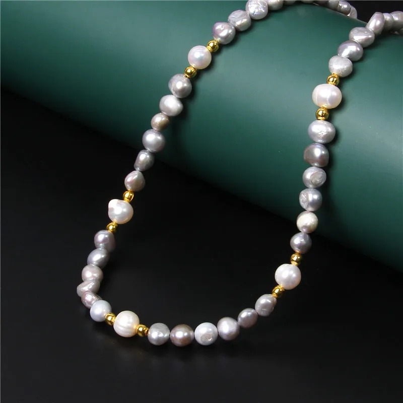 Luxury Natural Round Freshwater Pearl Choker Necklace Classic White Pink Purple Natural Pearl Jewelry For Women Gift Wholesale