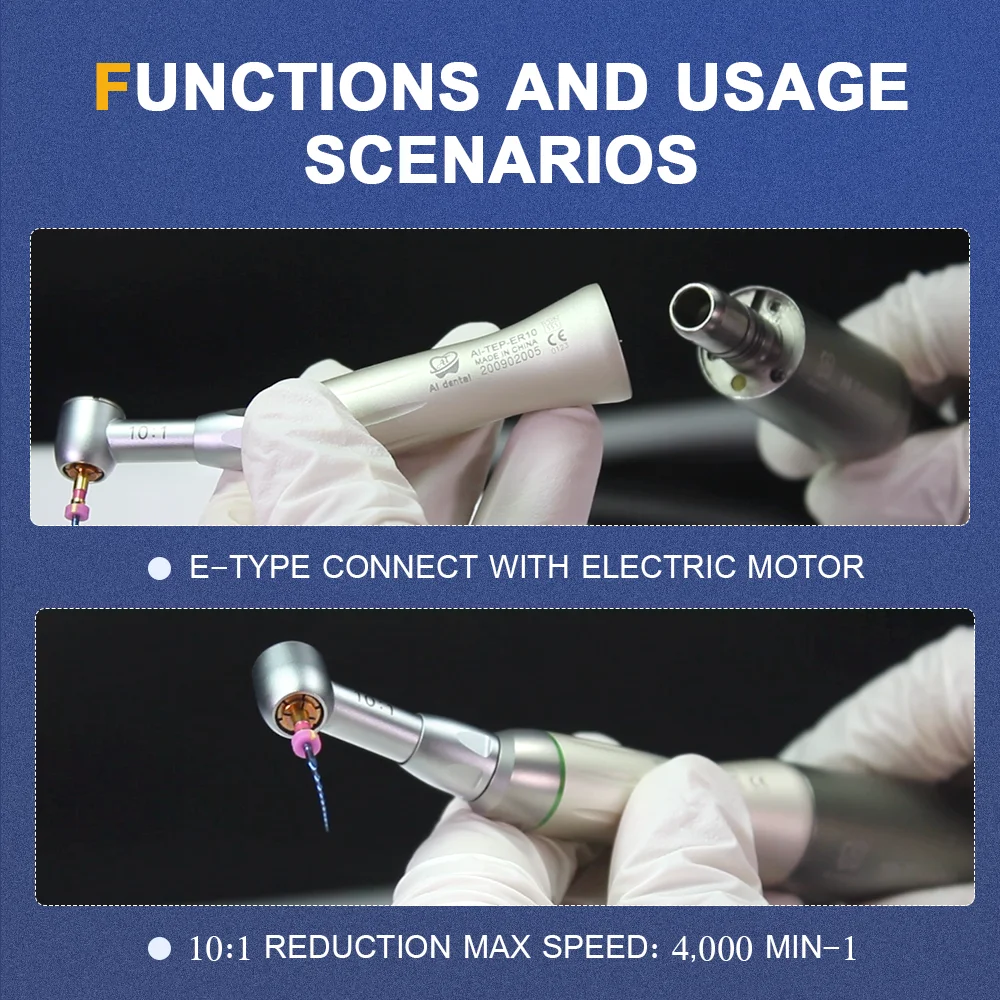 Oral Equipment 60°Twist Reciprocating Hand Files Head 10:1 Contra Angle Handpiece Push Button Chuck For Endodontic