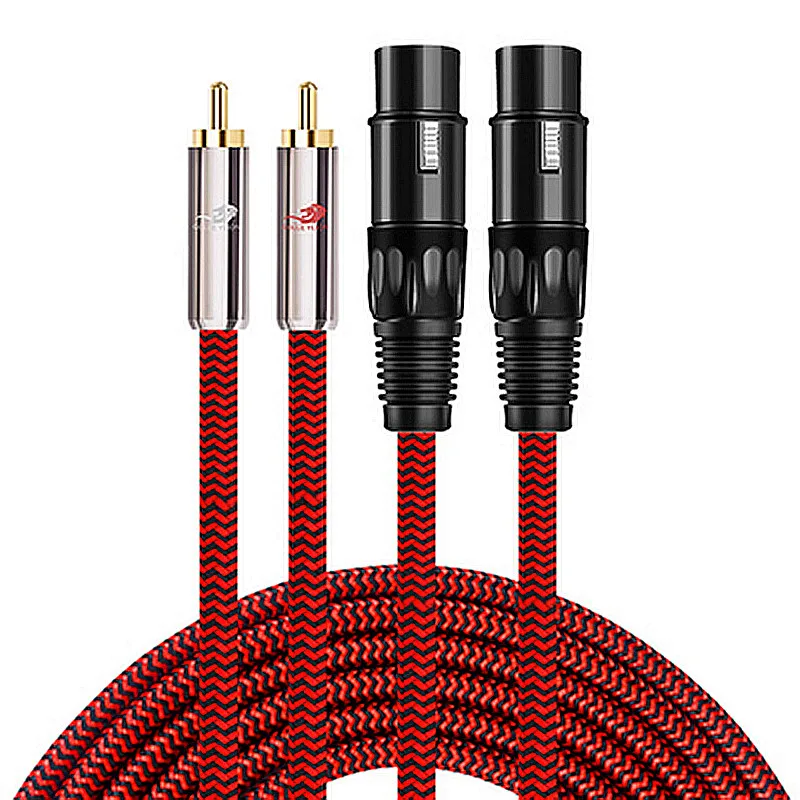 2 x RCA Male to Dual XLR Female Jack Audio Cable for Mixer Console Amplifiers Speaker Home Theater System Shielded Cords