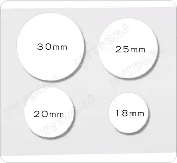 50 pezzi di forma rotonda 18mm/20mm/25mm/30mm ID 125KHZ Tag in plastica (PVC) Carte per monete con colla adesiva