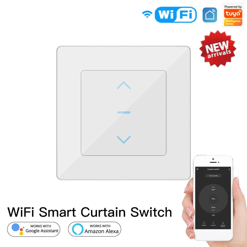 

Tuya WiFi EU UK Smart Touch Curtain Switch Motorized Curtains And Roller Blinds Smart Home Via Smart Life App Alexa Google Home