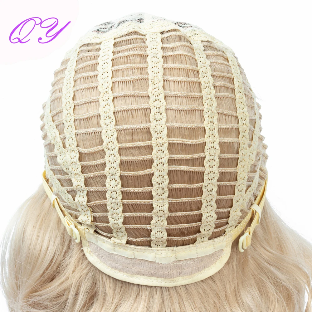 Synthetic Wig For Women Blonde Golden Natural Short Wavy Curly Middle Part Daily Party Wear High Temperature Ladies Hair Wigs