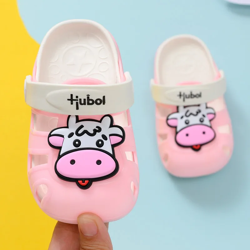 Children Slippers Indoor Slipper Grils Boys Summer Anti-slip Breathable Boy Sandals Cartoon Cow Children Porous Shoes Wholesale