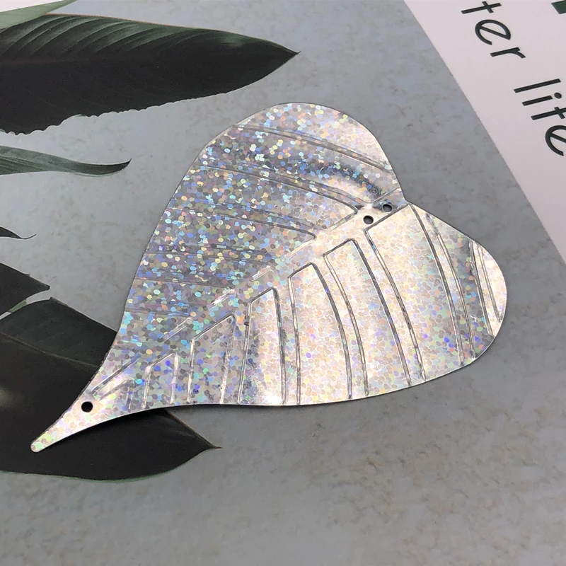 10Pcs/Bag 70*100mm 3 Kinds Color Big Leaves Shape Sequins Wedding Sewing PVC Crafts Paillettes DIY Lentejuelas Accessories