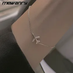 Mewanry Silver Color Sparkling Zircon Airplane Bracelet for Women Simple Elegant Party Jewelry Gifts Prevent Allergy