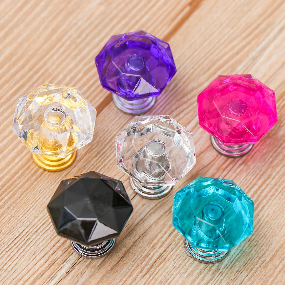 5/10PCS Transparent Diamond Shape Crystal Glass Cabinet Knob Jewelry Box Drawer Pull Handle Furniture Handle Hardware Supplies