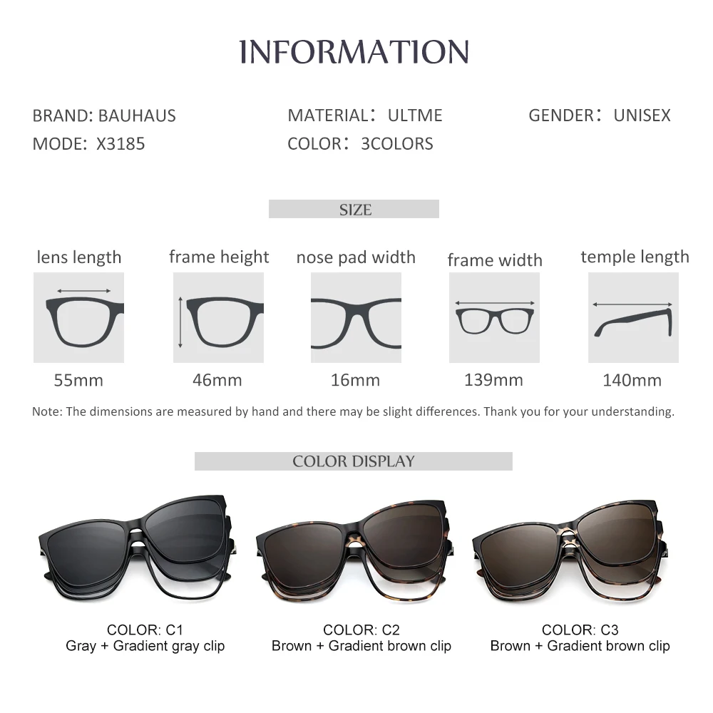 X3185  Sunglasses Women Clip on Brand Designer Optical Myopia Eyeglass Frame Prescription glasses Multifunction