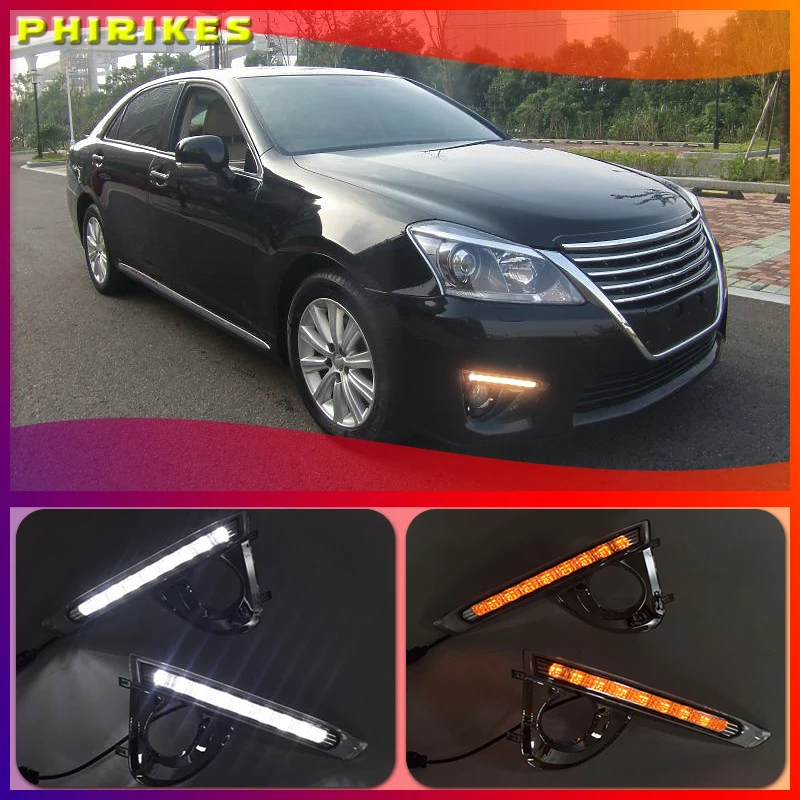 

LED DRL Daytime running light DRL for Toyota Crown 2013-2015 led Fog lamp driving light with yellow turn signal light