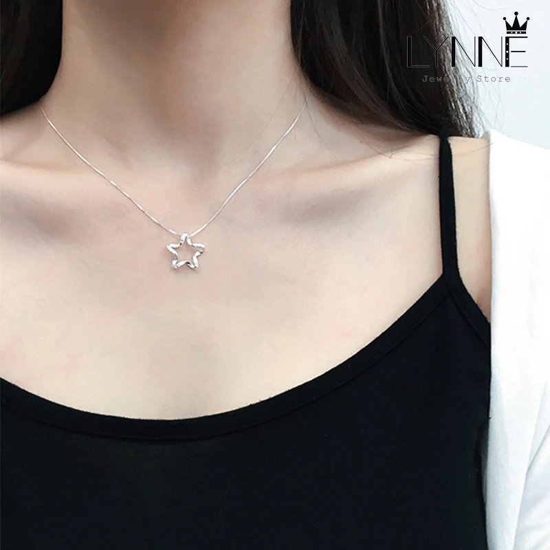 Hot 925 Sterling Silver Rhinestone Star Pendant Necklace Fashion Charm Clavicle Zircon Necklace Jewelry Women&Girl Birthday Gift