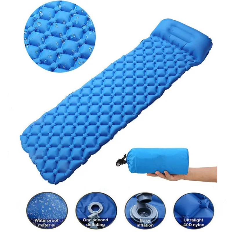 Colchoneta hinchable para dormir al aire libre, colchoneta inflable para acampar con almohada, colchón de aire, cojín para dormir, sofá inflable