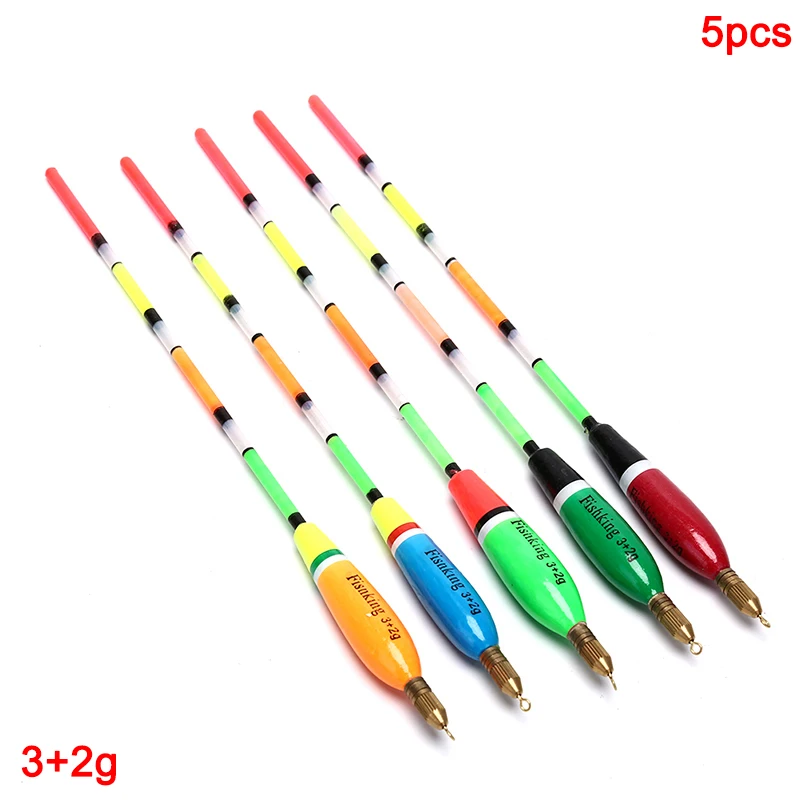 Barguzinsky-flotadores de pesca de abeto, herramientas de aparejos de pesca de carpa, colores mezclados, 3 + 2g/4 + 2g/5 + 2g/6 + 2g, lote de 5 unidades