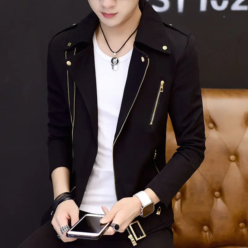 2024 Spring And Autumn New Jacket Men\'s Sports Trend Youth Lapel Handsome Slim Trendy Outerwear