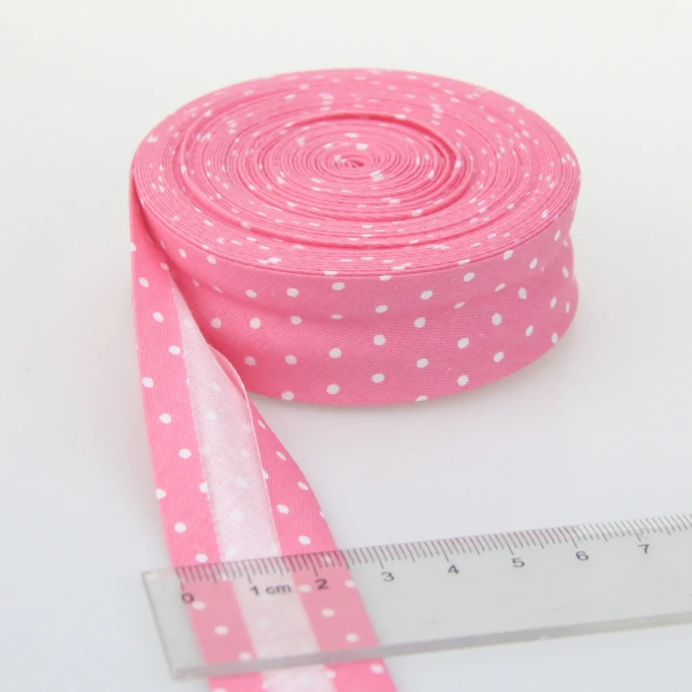 Single Fold Cotton Bias Binding Tape - Dotted and Striped Series  Edging Ribbon, size 25mm x 5m