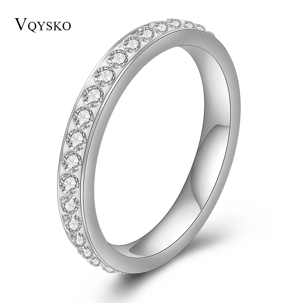 One Lines Stainless Steel Crystal Jewelry Wholesale Fashion Wedding Rings
