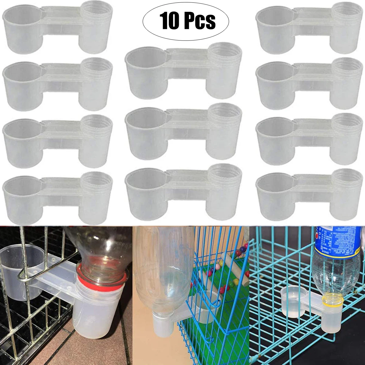 Alimentador de aves de palomas de 1-10 piezas, botella de agua apta para refrescos, taza para pollos y pájaros, comedero, accesorios de alimentación