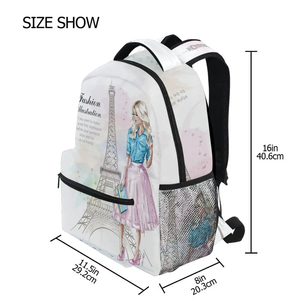 ALAZA Fashion Backpack School Bags for teenager girls Eiffel tower Prints Backpack Student Elementary Schoolbags ladie Book Bags