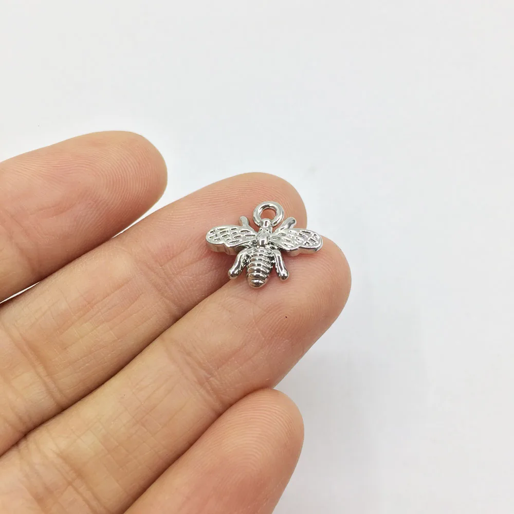 Eruifa 20pcs 15*10mm  Plated Bee Zinc Alloy Charms Pendant Jewelry DIY Necklace Bracelet Earrings 2 colors