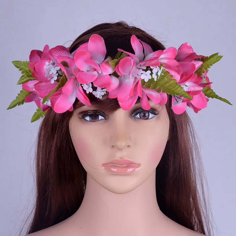 

MIXED COLOR Free Shipping HL0053B-2 50pcs/lot 64CM 4 Color Artificial Silk Plumeria Headband Haku Hair Accessories Hawaii Party