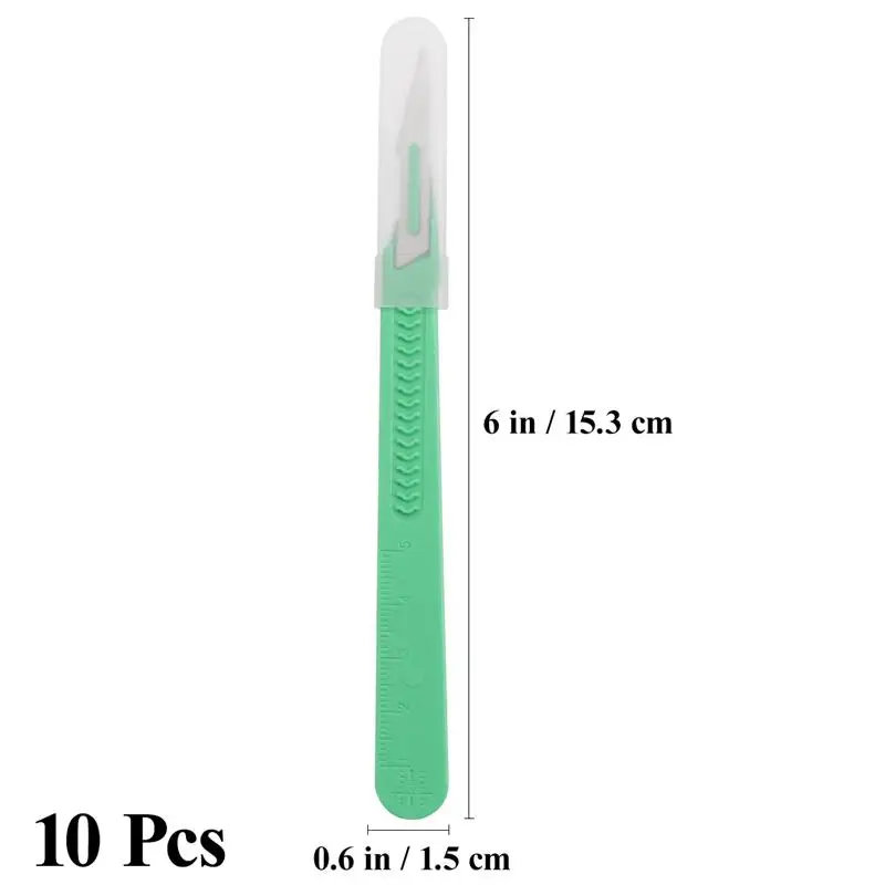 10pcs Disposable Plastic Surgical Scalpel Knife Multi-function Scrapbooking Crafts Carving Knife Tools