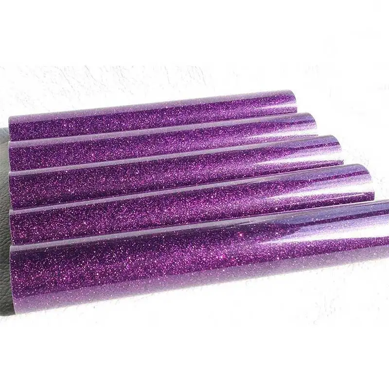 Heat transfer vinyl Glitter purple color Iron On transfer vinyl rolls HTV for T Shirts heat press decor film easy cut weed vinyl