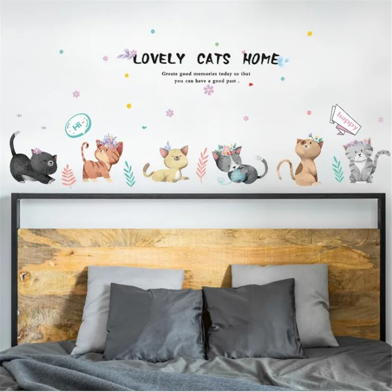 3D Cartoon color cat princess room DIY wall sticker study room bedroom wall decoration art mural  kids room decoration