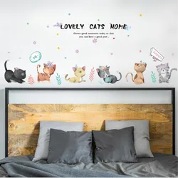 3D Cartoon color cat princess room DIY wall sticker study room bedroom wall decoration art mural kids room decoration