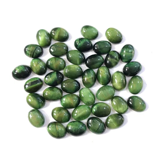 Gemstone Green Tiger Eye Bead Cabochon Oval 6x8mm CAB Semi Preciou stone Jewelry Cabochon Ring Face 10pcs/lot