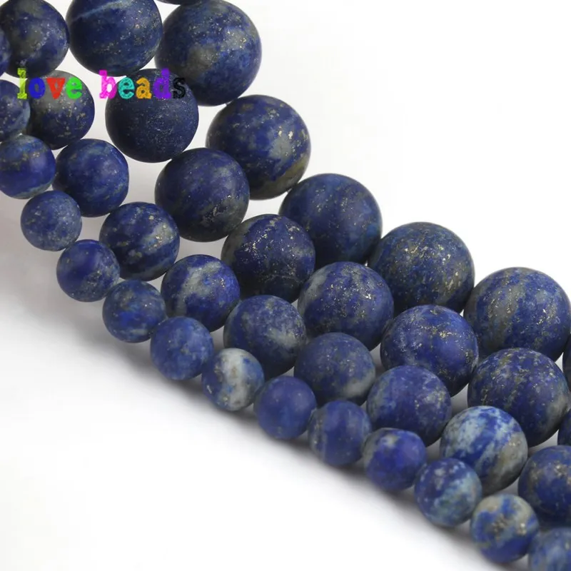 AAA Natural Lapis Lazuli Stone Beads Dull Polish Matte Stone Round Bead for jewelry Making DIY Bracelet Necklace 15\'\'Strand