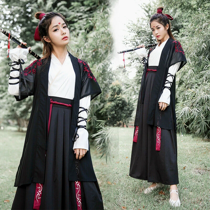Wuxia косплей меч человек Улучшенный ханьфу женское Повседневное платье женское в китайском старинном стиле Фея Хань элемент сценическое выступление