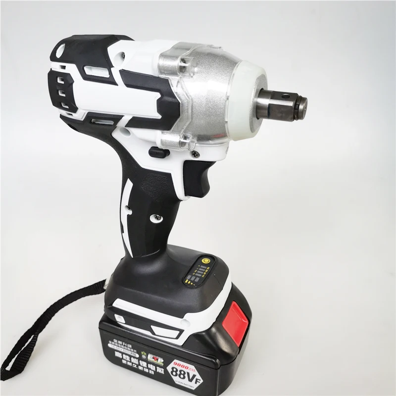 1/2 inch Socket Wrench Electric Rechargeable Brushless Impact Wrench Cordless with one 18V 9000mAh Lithium Battery