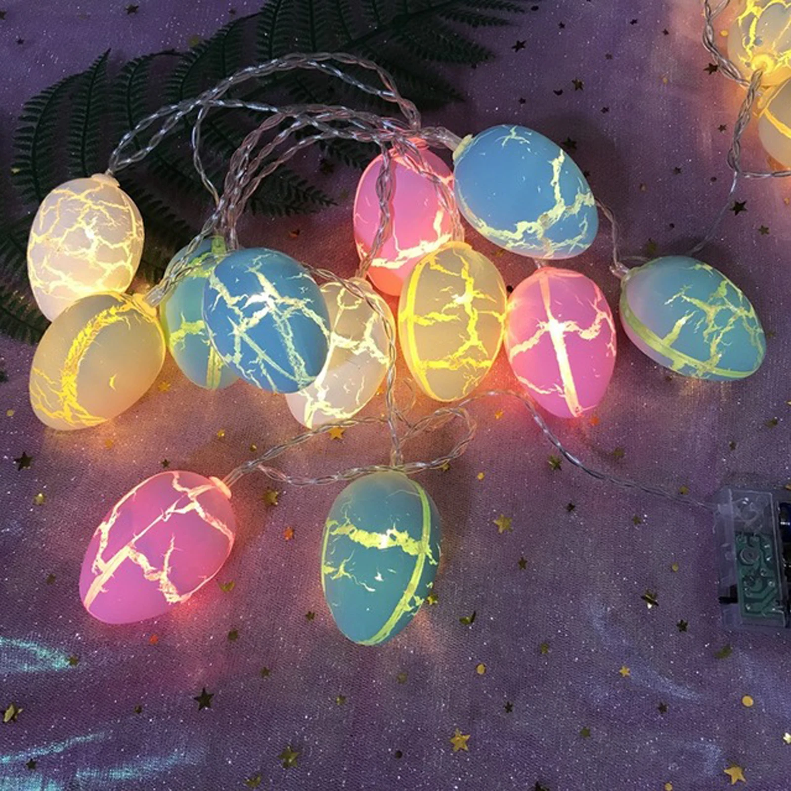 DIY 2024 Easter Decoration Transparent Crack Pattern Easter Eggs Lights String 1.5m/3m/4.5m 10/20/30 LEDs Home Festival Supplies