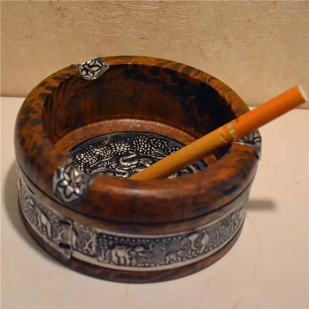 Wood Ashtray Ash Tray Tobacco Tray Cigarette-Cigar Smoke Holder Home Smoking Tool Cigarette-Case for Smoking Convenience