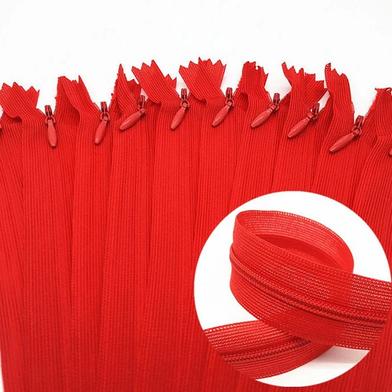 10 Stück 3 # Weiße 28cm/30cm/40cm/50cm/60cm Nylon-Unsichtbare Weiche Tüll-Chiffon-Reißverschlüsse zum Nähen – Detail 9