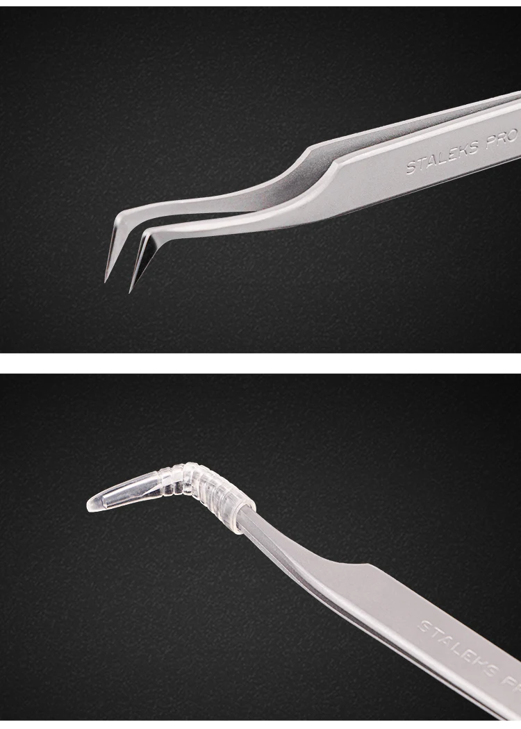 1pc STALEKS Pro High-precision Stainless Steel TE Series Straight Curved Tweezers Grafting Eyelashes Extension Makeup Tool