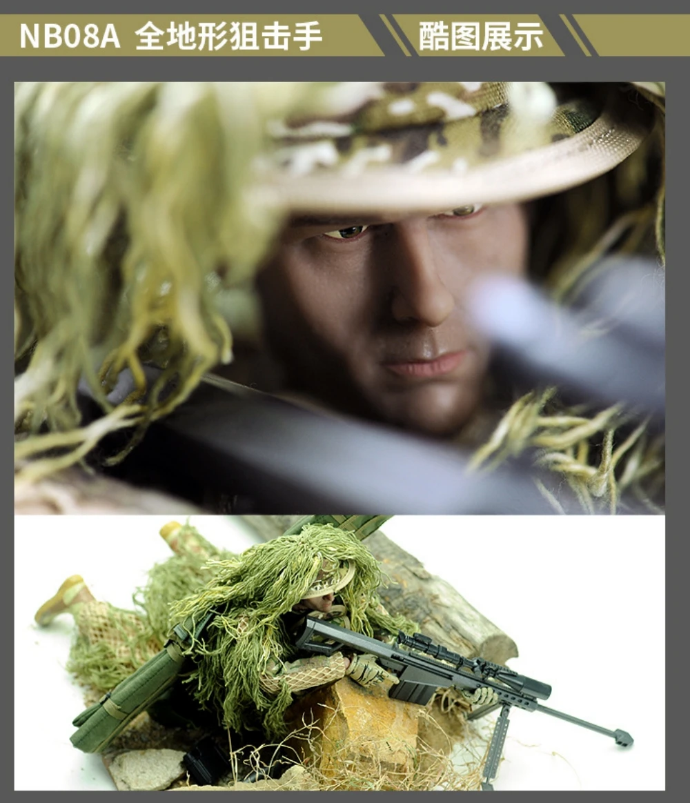 

Plastic collection level multi accessories 12 inch sniper with Barrett military model 1 / 6 soldiers