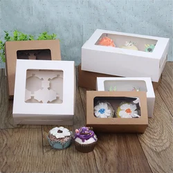 2/4/6/12 Holes Cupcake Boxes Windowed Removable Tray Cupcake Boxes Cake Chocolate Boxes Packaging Biscuit Pastry Baking Box