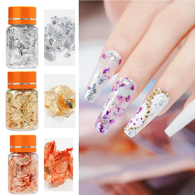 3g Gold Foil Jewelry Luxury Resin Decoration,Rose Gold Paper Handicrafts Flake Siver Leaf Nail Beauty Gilding DIY Art Craft