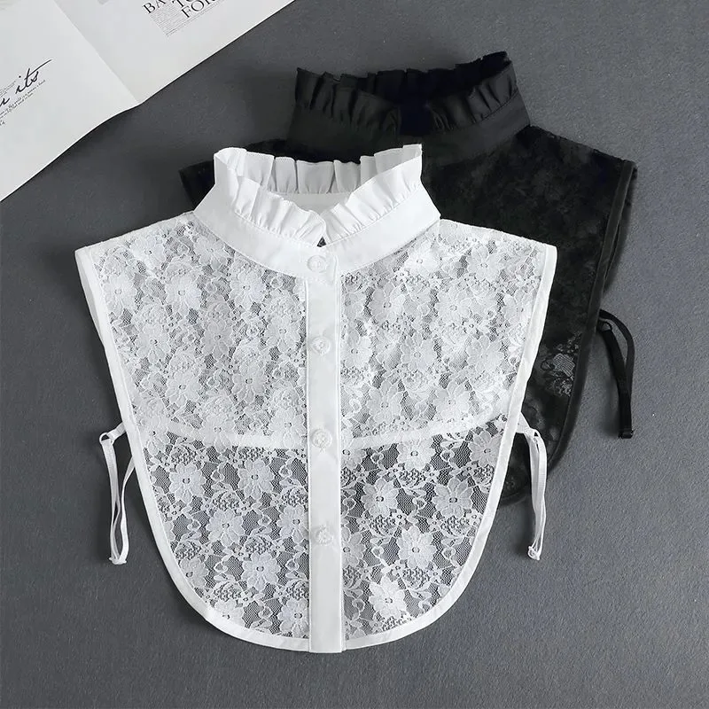 cuello falso mujer encaje Women Clothing Accessories Detachable Lace Stand Round Vintage Half Shirt Blouses Fake Collar