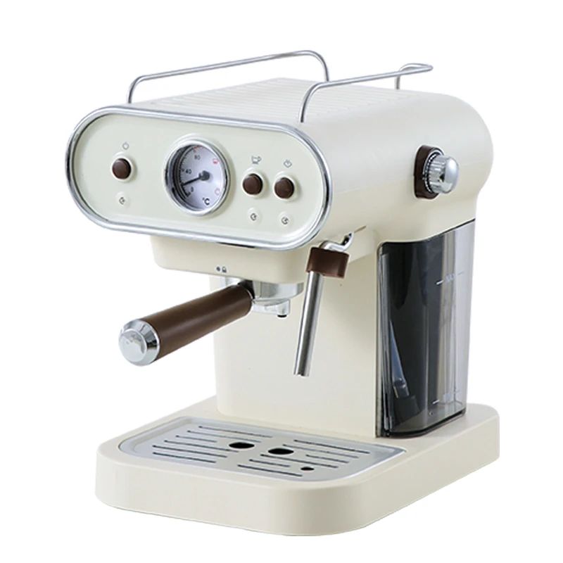 15bar Italian Electric Coffee Machine Espresso Maker Retro Semi-Automatic Pump Type Cappuccino with Steam Milk Frother