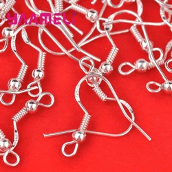 Shining Earring Making 200PCS Wholesale 18mm 925 Sterling Silver Earring French Hooks Beaded Ball Jewelry Accessory Findings