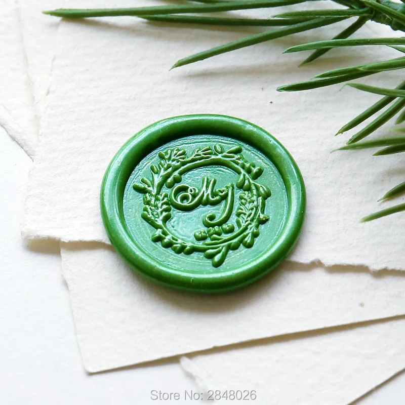 Custom   Initials with wreath Wax Seal Stamp,  wedding stamp gift, monogram  invitation seals,Scrapbooking stamp