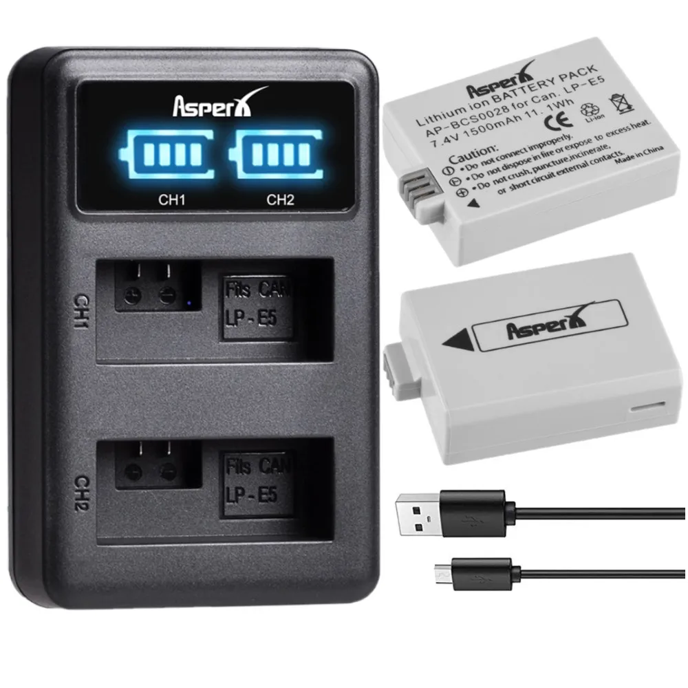 1500mAh LP-E5 LPE5 Battery + LP E5 Battery Charger for Canon EOS 1000D 500D EOS 450D, Kiss X3, Kiss X2, kiss F, Rebel T1i